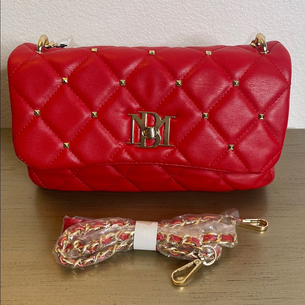 Badgley Mischka Red Quilted Crossbody Bag - Picture 2 of 6